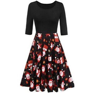 Ladies MIDI Santa UGLY Christmas Sweater Swing Dress Size Small - Christmas